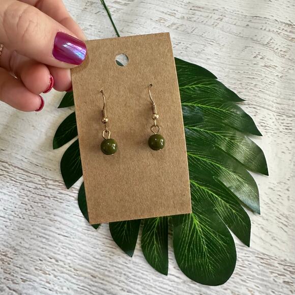 BOGO FREE Army green bead earrings bohemian - Picture 3 of 4